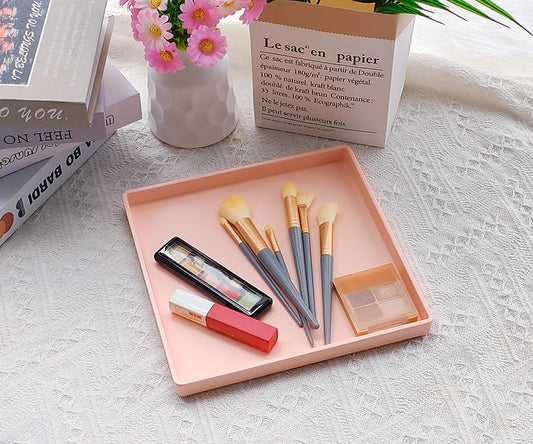 Small Square Serving Tray (9 inch), Durable Pink Tray for Desserts & Organization, Lightweight for Coffee, Drinks, Party, Seasoning, Perfume and Display. - color: Pink - 1 Tray, size: 9" x 9" x 0.8"