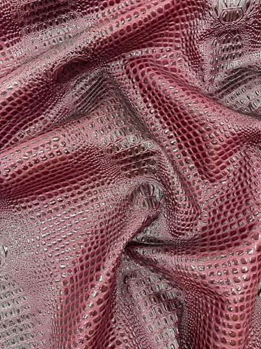 Glossy Two Tone Gator Fake Leather Upholstery, 3D Crocodile Skin Texture Faux Leather PVC Vinyl, 54" Wide (Dark Red, 12" X 54") - color: Dark Red, size: 12" X 54"