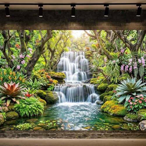 5x3ft Rainforest Waterfalls Backdrop Tropical Jungle Adventure Forest Camper RV Kids Photography Backdrop Christian Party Banner Photo Backdrops for 2026 Vacation School Classroom Banner Photo Props - color: Multi91, size: 5X3ft