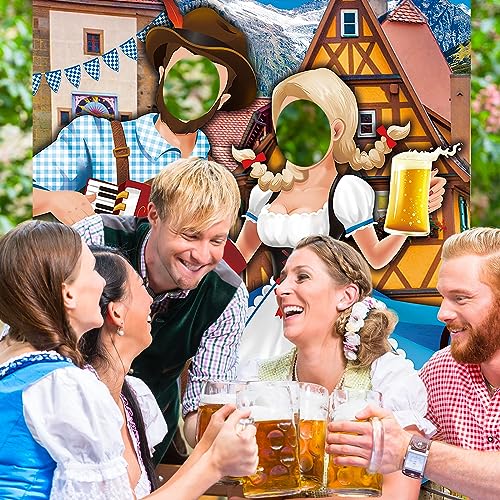 Tudomro Oktoberfest Couple Photo Door Banner Party Decorations 6 x 4 ft Oktoberfest Photo Prop Bavarian Backdrop Door Banner Backdrop Supplies for Themed Party Decor German - style: Beer