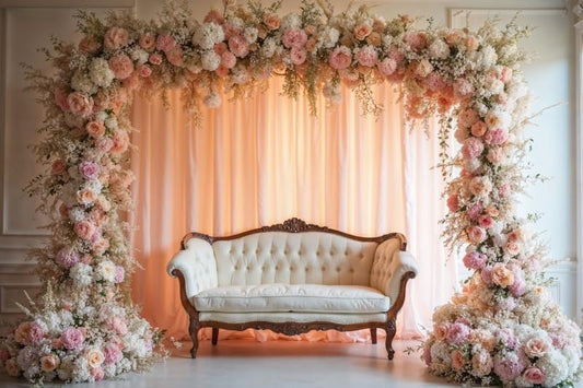 Renaiss Fabric Flower Wall Backdrops for Photography Interior Room Wedding Pink Rose Flowers Garland Photoshoot Background Bridal Shower Birthday Party Decor Photoshoot Props 6x4ft - color: XH008, size: 6Wx4H FT