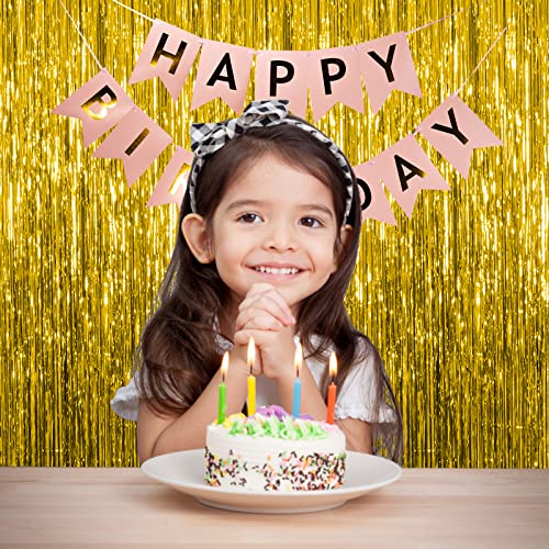 5 Pack Gold Fringe Curtain Backdrop Tinsel Streamers Birthday Party Decorations Christmas Photo Booth Backdrop Halloween New Year Graduation Baby Shower Theme Party Decorations - color: Gold, size: 39.4"w X 78.7"l (Pack of 5)