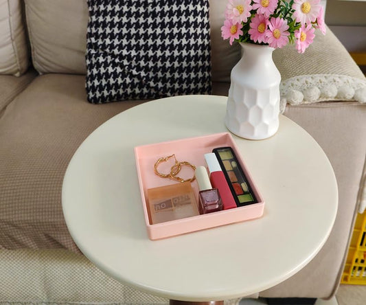 Small Square Tray (5.9 inch) 3 Pack, Durable Pink Tray for Desserts & Organization, Lightweight for Coffee, Drinks, Party, Seasoning, Perfume and Display. - color: Pink - 3 Tray, size: 5.9" x 5.9" x 0.8"