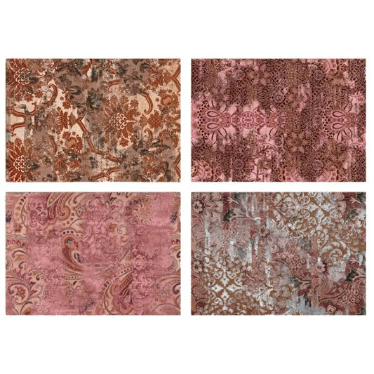 20 Sheets Vintage Background Paper, Traditional Gorgeous Leaves Flowers Decorative Papers, Retro Floral Paper for Journaling Scrapbooking Letter Gift Wrap Decorations - color: Pink