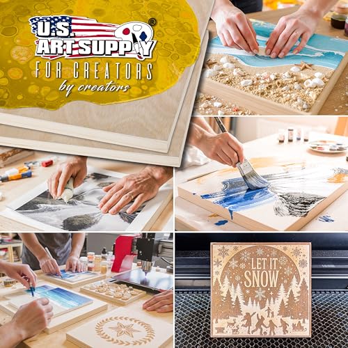 U.S. Art Supply 18" x 18" Unfinished Cradled Wood Panels for Painting, Studio 3/4" Deep (2 Pack) - Artist Depth Birch Wooden Wall Canvases - Mixed-Media Craft, Acrylic, Oil, Encaustic, Paint Pouring - size: 18" x 18", style: Square