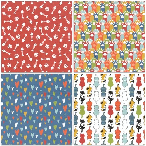 BLEDS Scrapbook Paper Pad, 24 Sheets Scrapbooking Paper Cat Theme 6x6 inch Cute Pet Paper Supplies One Single-Side For Craft Junk Journal Card-Making Decorative Background Greeting Card - color: 6x6 Meow
