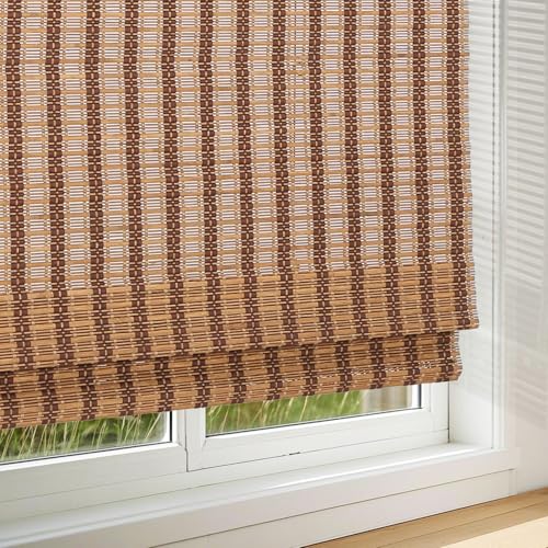 Letau No Drill No Tools Cordless Wood Window Shades Blinds, Bamboo Light Filtering Roller Shades, Color 5 - color: Color 5