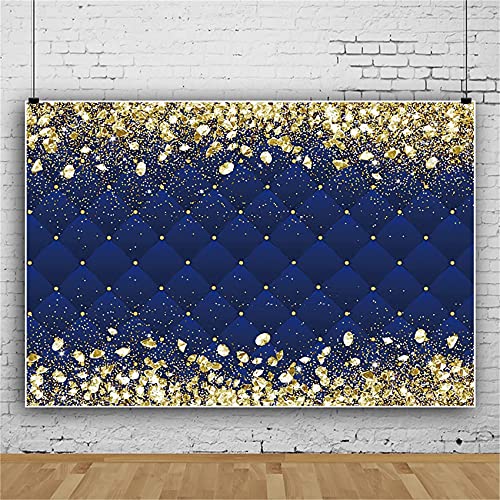 Renaiss 7x5ft Royal Blue Diamonds Backdrop Gold Blue Prince Theme Birthday Baby Shower Photography Background Navy Glittering Royal King Birthday Wedding Anniversary Party Decors Photo Booth Props - color: D-B, size: 7x5ft