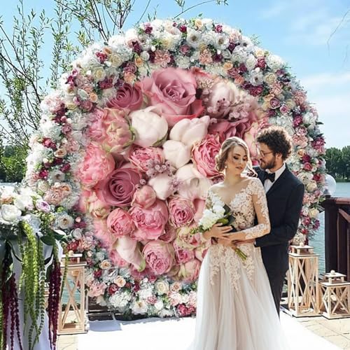 7.2x7.2ft Pink Floral Wedding Circle Cover Backdrop Stand for Photography - color: Pink02, size: 7.2x7.2ft-Diameter