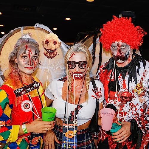 mdgfge 26 Pcs Halloween Horror Photo Booth Props Sign Kit Horror Spooky Skull Mask Death Day Fiesta Decoration for Halloween Party Women Men Selfie Accessories