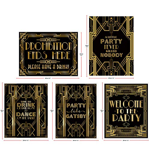 Roaring 20s Poster Photo Booth Props Sign 16x12inch A3 5-Pack - color: 5-in-set
