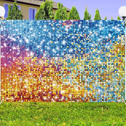 12 x 8 ft Colorful Backdrop Birthday Background for Women Princess Neon Sequin Square Shimmer Decoration for Anniversary Party (Non-Glowing Brilliant Design) (Pink, 12 * 8 ft) - color: PINK, size: 12x8 FT