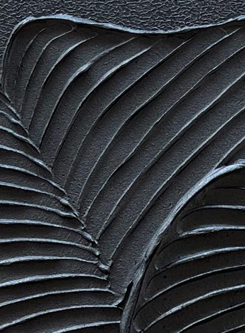 NANKAI Art Hand-Painted Black Leaf Texture Abstract Art Contemporary Minimalist Canvas Oil Painting, Home Living Room Corridor Wall Decoration Art, 24x24 inches - color: Nkhb345