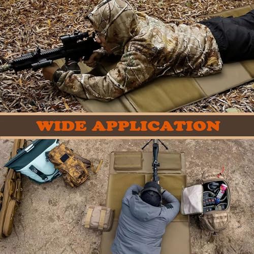 Extra Large Shooting Mat, Thickened Cotton Roll Up Padding with 2 Zipper Pockets & Molle Webbings & Bipod Holder, Non-Slip Waterproof Foldable Pad Blanket for Long Range Shooting Hunting