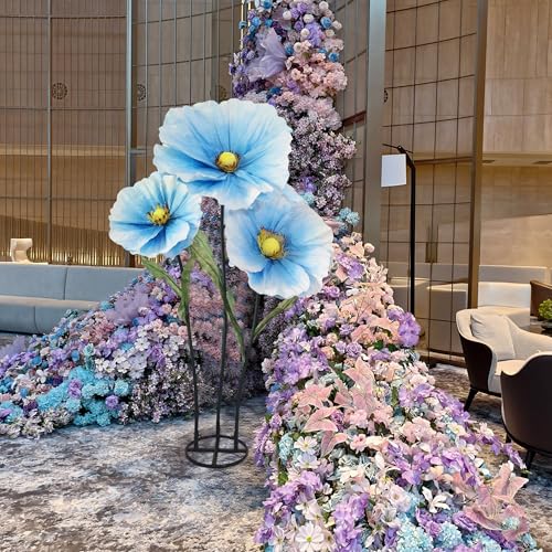 Giant Flowers for Decoration, 5.3ft Standing Large Paper Artificial Flowers, Wedding Decorations For Reception, Birthday Halloween Party Background, Photographic Props, Shop Window Display, Home Décor - color: Deepsky Blue, size: 1 Base