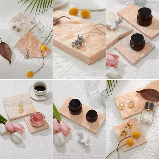 3PCS Original Design Product Photography Background Props Waterproof Hard Natural Crystal Stones Props for Photoshoot (Pink Orange) - color: Pink Orange