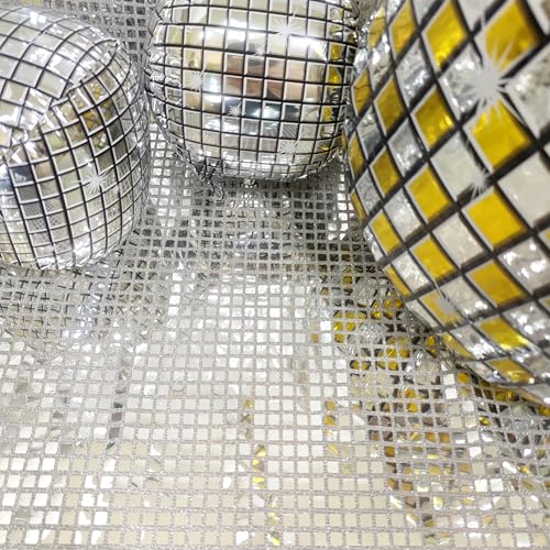 JYFLZQ Silver Sequin Backdrop Curtain for Parties 4.5FT x 8FT 1 Panel Not See Through Thick Sequin Mirror Background 70s 80s Glitter Sparkly Backdrop Disco Party Decorations - color: Silver, size: 4.5FT x 8FT (Pack of 1)