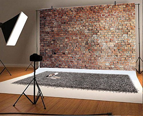 7x5ft Vintage Red Brick Wall Photo Backdrop for Photoshoot Old Brickwall Backdrops for Photography Newborn Baby Girls Adults Portrait Baby Shower Wedding Background Wallpaper Photo Studio Props - size: 7x5ft