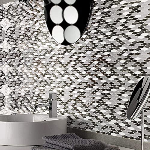 Art3d 12" x 12" x 0.06" (Pack of 6) Wall Panel Marble, Black/White - color: Black/White