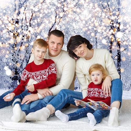 Winter Scene Backdrops 8x6 FT Wonderland Snowflake Photography Background Bokeh Glitter White Snow Forest Christmas Party Backdrop Dec Tree Landscape Kids Photobooth Photo Studio Props - color: White-Road, size: 8x6 FT