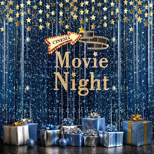 OQOQ Galaxy Foil Curtain Backdrop(4 Packs),3.3x6.6Ft Starry Night Backdrops Space Themed Party Decorations Tinsel Foil Fringe Curtains Photo Booth Props Twinkle Star Birthday Party Decoration
