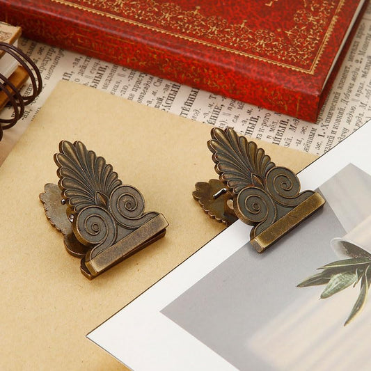Acxico 2PC Vintage Leaf Design Metal Clips, Zinc Alloy Paper Clamps for Photo Postcard Storage, TN Journal Accessories