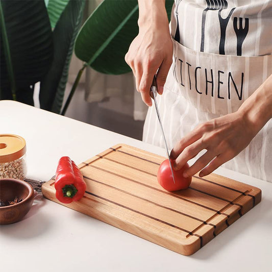 Solid Wood Cutting Board for Steak & Pizza, Durable Chopping Block for Kitchen & Restaurant, 13" x 9" x 0.8", Ideal for Veggies & Cooked Meat