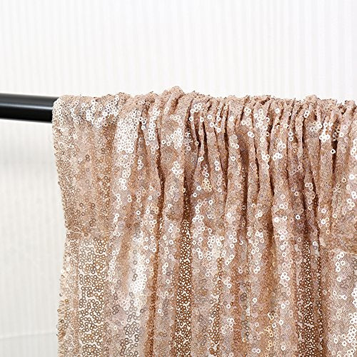Poise3EHome Champagne Sequin Backdrop, 10Ft x 10Ft Glitter Photography Background Curtains, Sequence Drapes for Party Baby Shower Wedding Birthday Christmas Thanksgiving Halloween Decoration - color: Champagne, size: 10x10 ft