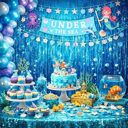 Foil Fringe Curtain Party Decorations - Melsan 3 Pack 3.2 x 8.2 ft Tinsel Curtain Party Photo Backdrop for Birthday Party Baby Shower or Graduation Decorations April fool's Day Decorations Teal - color: Teal