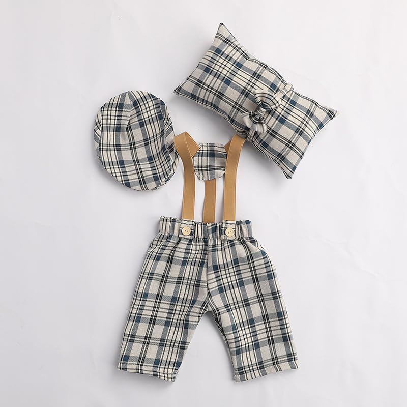 Newborn Baby Boy Suspender Pants Photo Outfits Gentleman Photography Outfit Girl - color: Grey4