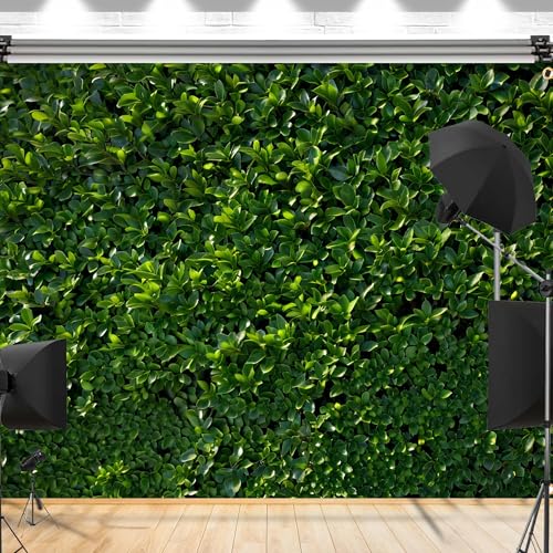 Green Leaves Backdrop 8x6FT – Large Nature Greenery Backdrop Wall for Wedding, Birthday, Baby Shower, Jungle Party – Green Leaf Photography Background with 32.8ft Ribbon & 4 Brass Grommets - color: Green Leaves Backdrop, size: 8x6FT