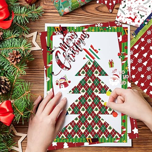 Christmas Scrapbook Paper 12 x12 Double Sided - 12 Designs 24 Sheets Printing Pattern Decoupage Decorative Craft Paper Pad for Junk Journals Bullet Journal Card Making Background - color: Merry Christmas