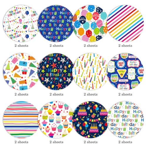 24 Sheets Happy Birthday Scrapbook Paper Pad,160gsm Textured Double-Sided Pattern Planner Junk Journal Craft Paper,Card Making Supplies,30×30cm - color: Happy Birthday