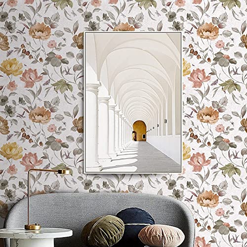 Vintage Floral Peel and Stick Removable Waterproof Wallpaper - Brown Contact Paper Vinyl Butterfly Self-Adhesive Wall Paper 17.71 in X 236.2 in - color: Floral-03, size: 17.71" x 236.2"