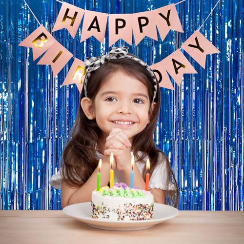 2 Pack Blue Party Decorations Ocean Party Decor Supplies Blue Party Streamers Birthday Decorations Tinsel Foil Fringe Curtains Photo Booth Props Celebration Decorations - color: Royal Blue, size: 2 Pcs