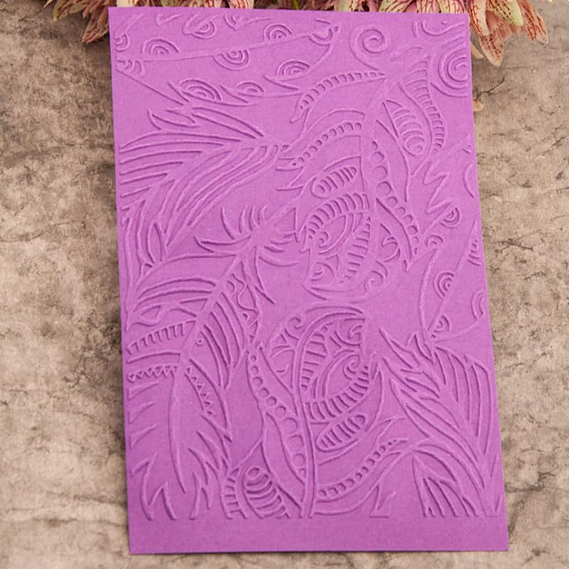 Plant Leaves Feather Textured Impressions Embossing Templates A6 Size 3D Plastic Embossing Folders for Card Making DIY Scrapbooking Photo Album Card and Handmade Paper Craft Decor
