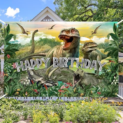 Happy Birthday Dinosaur Backdrop 6x4 FT Backdrops Photography Photo Background 3D Dinasour Birthday Party Accessory Photography Background 3D Dinasour Decor - color: Dinosaur B, size: 6x4 FT