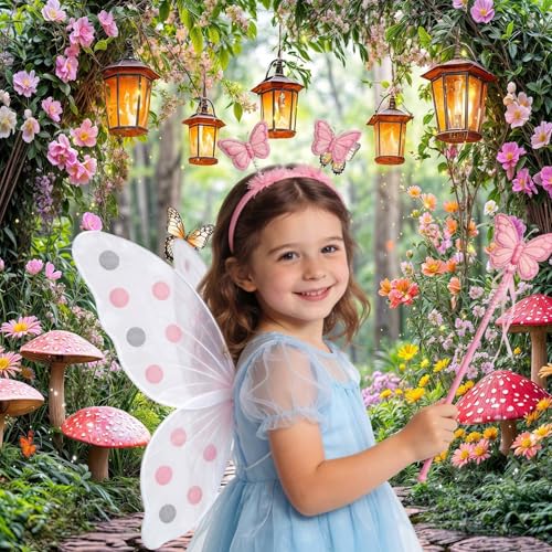 6 x 4 ft Enchanted Forest Backdrop, Fairy Magic Tale Wonderland Banner Mushroom Butterfly Spring Garden for Kids Girls Birthday Baby Shower Tea Party Background for Photography Photo Booth Props - color: Green05, size: 6x4ft