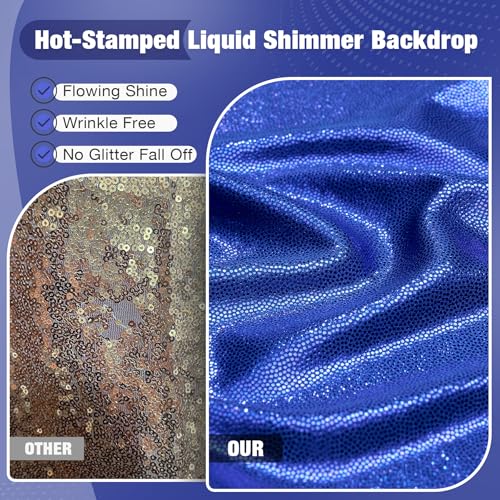 20x10FT Royal Blue Sequin Backdrop Curtain for Party - 4 Panels 5x10FT Wrinkle-Free Shimmer Drapes for Birthday, Wedding, Christmas, Decorations & Photography - color: Royal blue, size: 5FT x 10FT(4 panels)