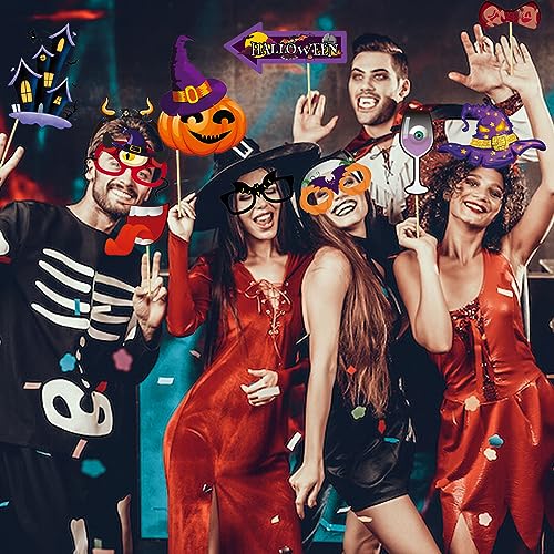 30 PCS Halloween Party Photo Booth Props with Giant Inflatable Photo Booth Frame, Funny Selfie Props for Men Women Halloween Party Decoration Supplies Photograph - color: Orange Halloween