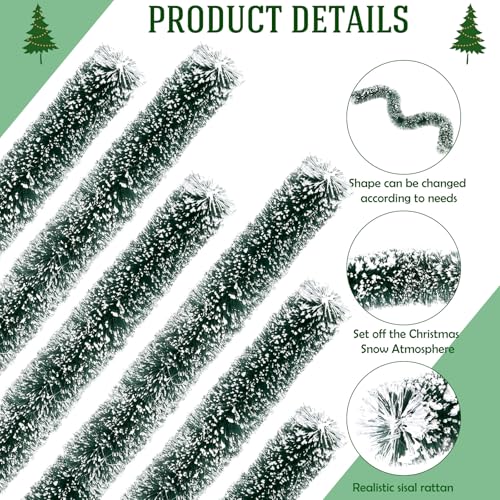 Youyole 6 Pcs Christmas Village Flexible Sisal Hedge Winter Xmas Garden Decor Accessories Greenery Wall Backdrop Snowed Rattan Railing Fence for Miniature Township
