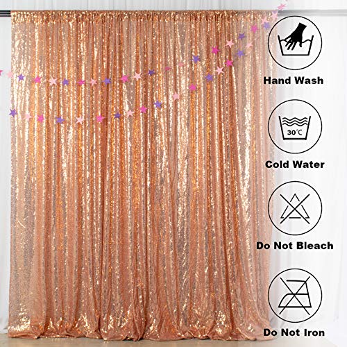 ShinyBeauty Rose Gold Sequin Backdrop 7FTx7FT Photo Booth Backdrops Wedding Curtains Rose-Golden Sequin Fabric Backdrop Glitter Drapes for Baby Party Birthday Background - color: Rose Gold, size: 7FTx7FT