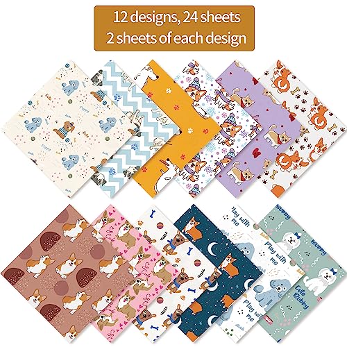 6x6” 160gsm cardstock Single Sided Scrapbooking 24 Papers Pad vintage decoupage scrapbook kit patterned paper junk journal supplies journaling supply scrap paper crafting Dog - color: 24sheets-dog