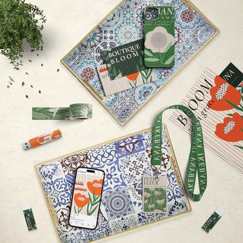 Spsyrine Bathroom Vanity Tray with Handles for Dresser Tops, Countertop, Perfume Decorative Tray, 11.8” * 7.87” *1.37” C1 - color: Multi 1
