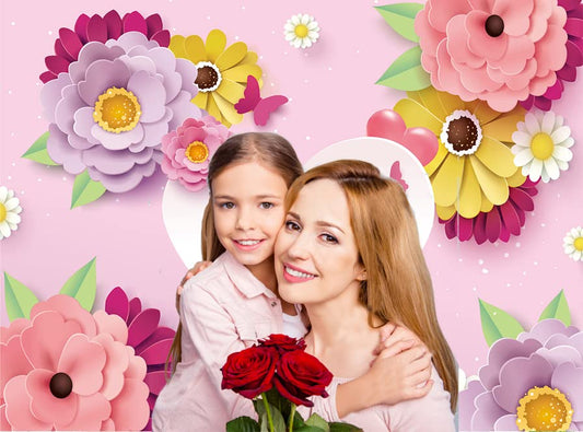 CHAIYA 10X8ft Mother's Day Background Pink Flower Love Background Festival Party Decoration Activity Gift Banner Photo Booth Photo Props CY-149 - size: 10′x8′