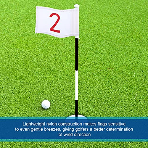 3 Pieces Golf Flag with Tube Inserted, 420D Nylon Mini Flags for Putting Green, Yard, Indoor Outdoor Backyard Garden, Portable, Numbered, 8 x 6 Inch