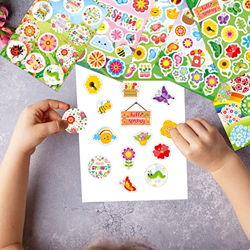 Joy Bang 404PCS Spring Stickers for Kids, 24 Sheets Garden Stickers Flower Stickers Nature Stickers Spring Stickers Crafts for School Classroom Teachers Childrens Spring Party Favors Supplies Gifts - style: Spring