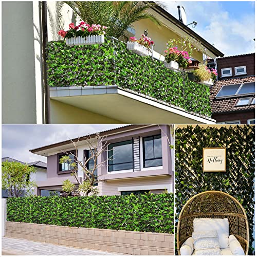 DOEWORKS Expandable Fence Privacy Screen for Balcony Patio Outdoor, 4PCS Faux Ivy Fencing Panel for Backdrop Garden Backyard Home Decorations - size: 16*45 Inch * 4 PC