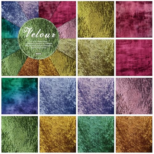 Scrapbook Paper Pad 6x6, Colorful Velvet Pattern Single Sided Cardstock, 24 Sheets 160 gsm Acid-free Decorative Craft Paper for DIY Photo Album Background Scrapbooking Supplies Kit, 12 Designs - color: Multicolor