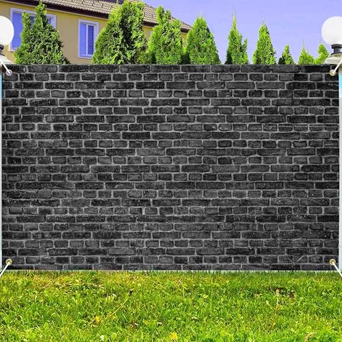 10 x 8 ft Black Brick Wall Backdrop Retro Stone Wall Photography Vintage Background Brick Party Decorations Banner Photo Shoot Supplies Polyester Fabric - color: BLACK, size: 10x8 FT